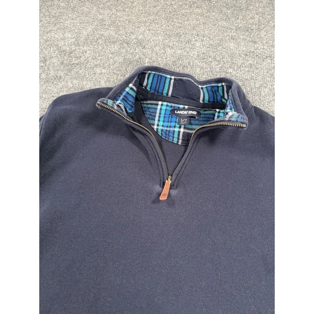 Navy Quarter Zip Sweatshirt Preppy Dad America Coastal Grandpa Golfcore Yacht LT